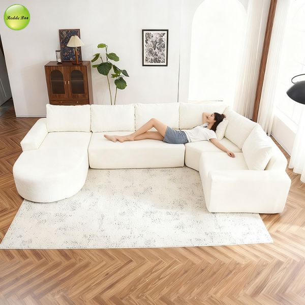 High Resilience Corner Compressed Sofa Fabric L Shaped Couch For Living Room Furniture