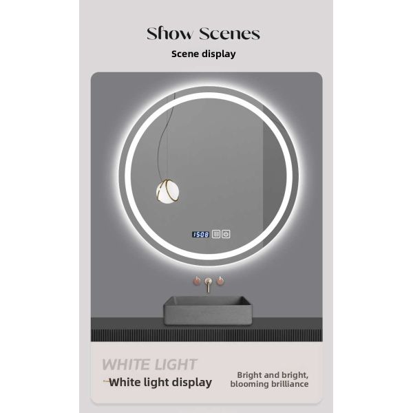 Modern Anti-Fog LED Light Touch Switch Wall-Mounted Luxury Mirror for Bathroom Decoration for Hotels Apartments Villas IP44