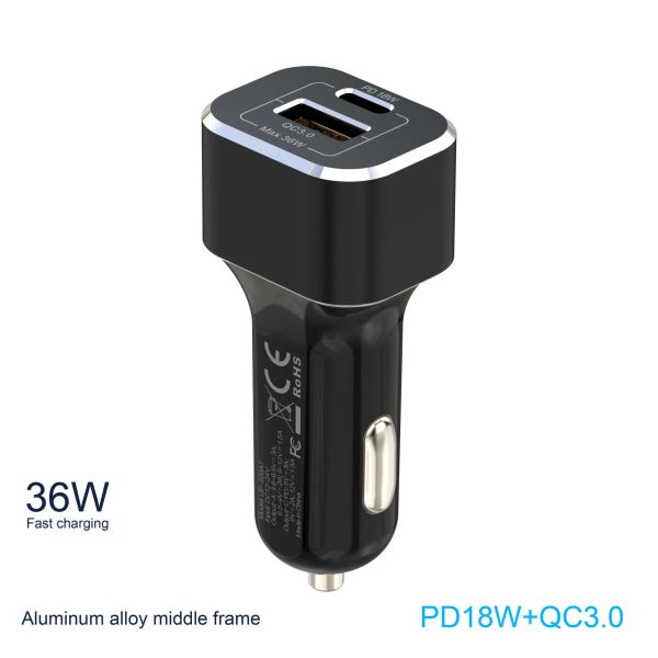 Mobile Phone Charger Adapter Aluminium Alloy PD18W QC3.0 Dual Ports Fast Power Transfer