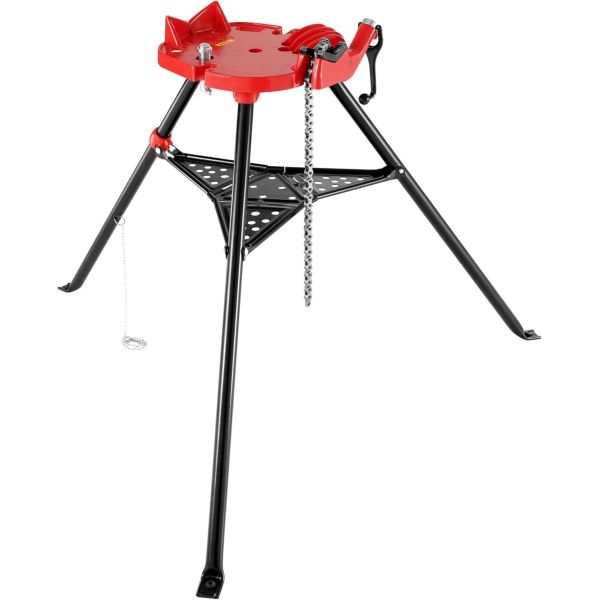 Tripod Pipe Chain Vise Stand 1/8-6 Inch Portable Foldable Steel Legs Tool Tray 600kg for Plumbing Welding
