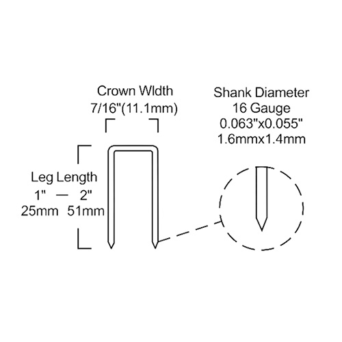 16 gauge Fine Crown Air Pneumatic Staple Gun N851A