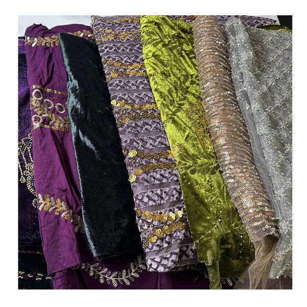 African Dress Material Sequins Laser Flannel Beaded Embroidery Velvet Lace Fabric
