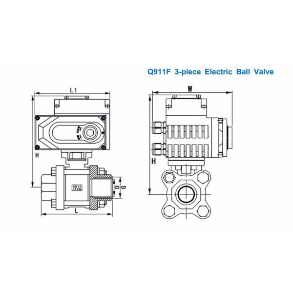 Шариковый клапан регулирования потока клапана привода нержавеющей стали ДН50 электрический