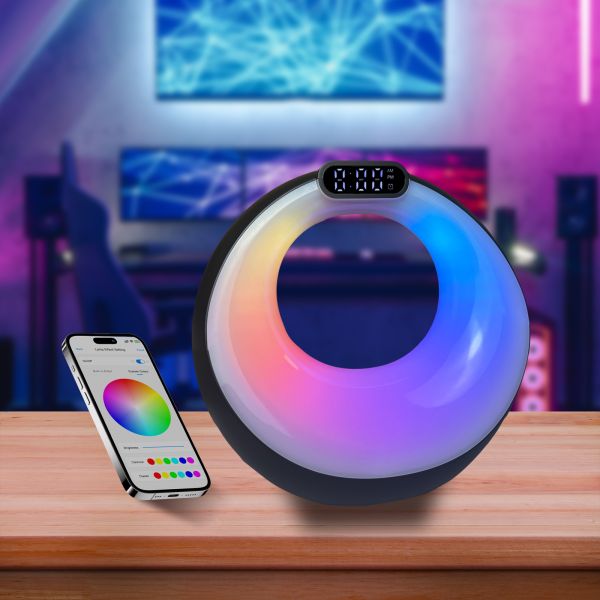 Home Hotel RGB Light Phone Wireless Charger Alarm Clock Speaker Bluetooth LED Desk Lamp 5W Fast Charging Dock