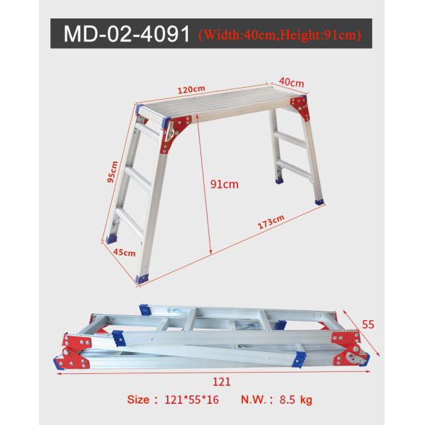 120cm Height Foldable Work Platform Stool for Car Washing and Household Climbing