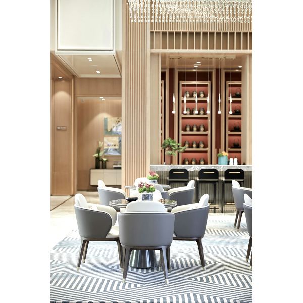 Modern Commerical Wood Dining Chairs With Leather Seats Fashion Elegant Style