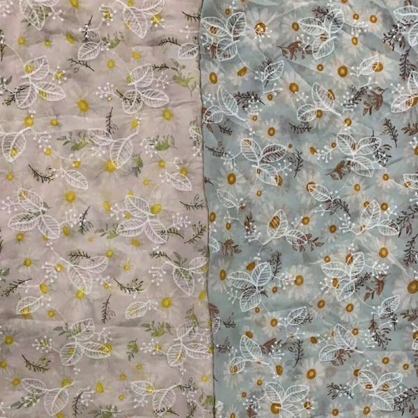 Ткань 130cm шнурка сетки 100% полиэстер шифоновая флористическая вышитая устойчивое