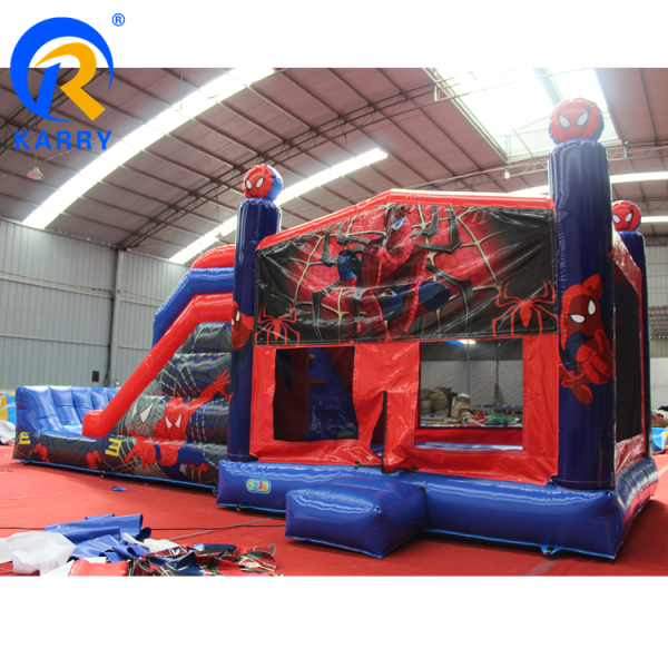 Customized Color Inflatable Jumping Castle Spiderman Bouncy Castle with Slide Combo