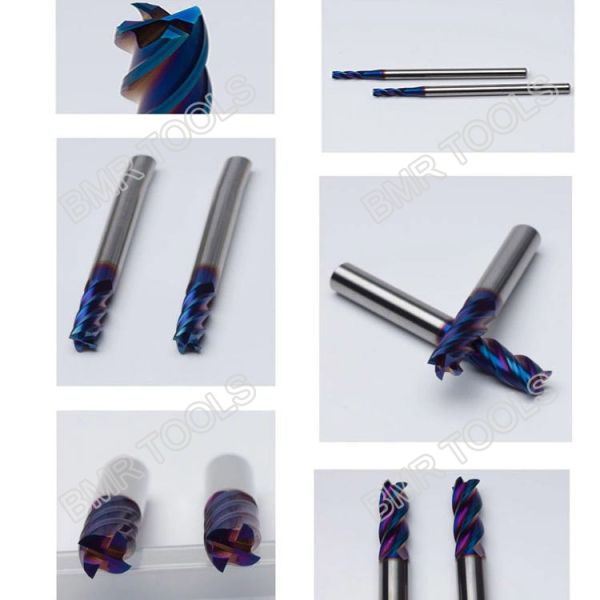 4Flute HRC65 Carbide End Mill Cutters with Nano Blue Coating for Mould Steel/Stainless Steel and Other Hard Metals