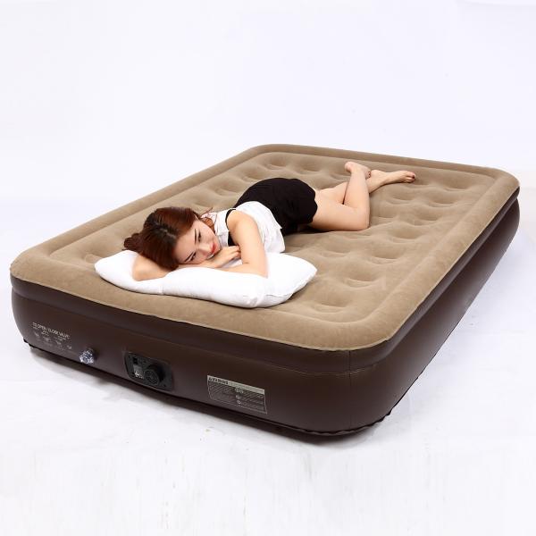 Venda quente Blow Up Air Bed Soft Plush Flocking Mattress Durável Automático Elétrico Inflação colchão de ar