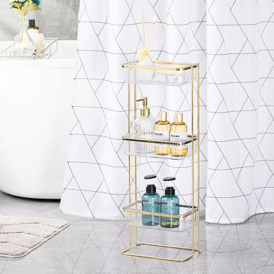 Storage 3 Tiers Standing Type Bathroom Rack Shower Caddy with Stainless Steel Organizer