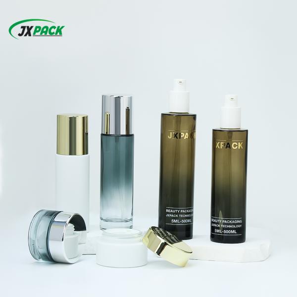 Custom Round Glass Bottle for Lotion Cream Serum Cosmetic Packaging