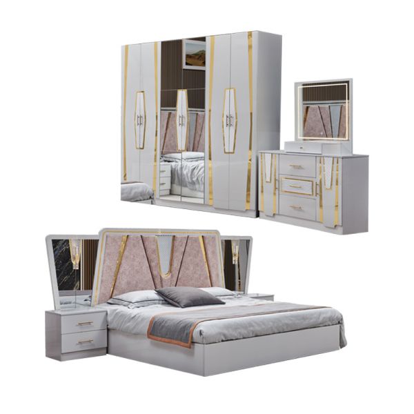 Foshan Wholesale Wood Frame Double Leather King Size Bed Suite Home Wooden Queen Full Cheap Modern Luxury Bedroom Furniture Set