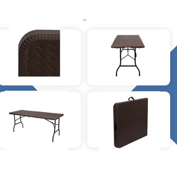 180*76*74cm Rattan Folding Table for Outdoor Furniture Rectangle Banquet Design