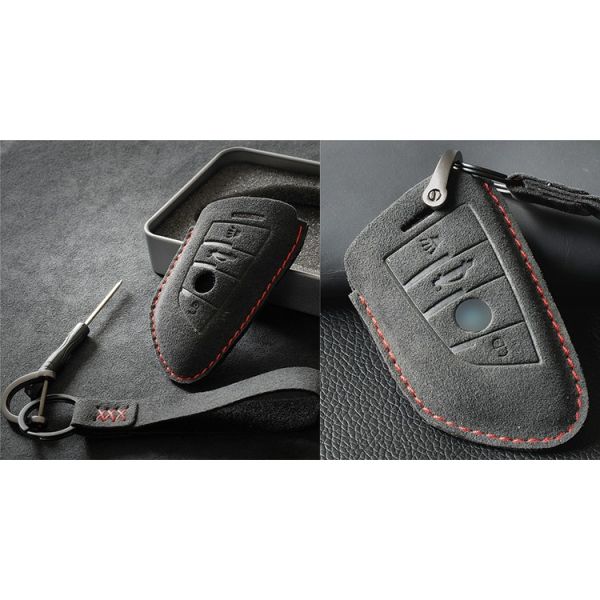 for BMW Car Key Covers Personalised Hight Standard Synthetic Black Suede