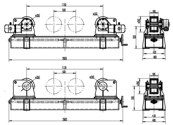 CHGK 20 Tons VFD Welding Turning Roll Adjustable Lead Screw for vessel welding