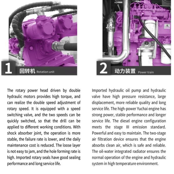 Hard Rock Borehole Drilling Machine Power 93kw Surface Drill Rigs Mining Crawler Drilling Rig