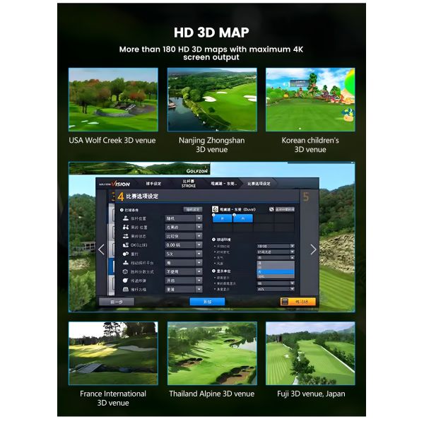 Simulador de golfe virtual multifuncional Projeção de lazer e entretenimento