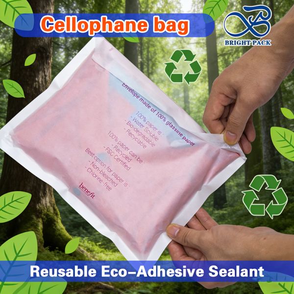 FSC Certified Customizable Sizes Glassine Paper Bags with Self-Adhesive Seal for Luxury Clothing Packaging