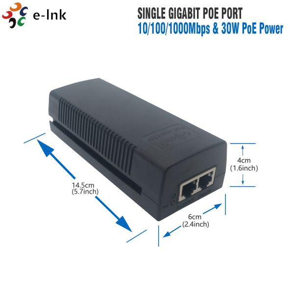 10/100/1000mbps Ieee 802.3af/At 30w Poe Injector для высокоскоростной сети