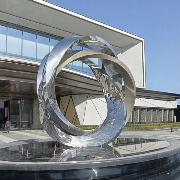 Customized Colors Modern Abstract Mirror Stainless Steel Sculpture for Outdoor Decoration from Model
