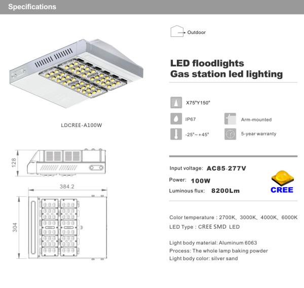 100W LED Street light High Lumens CREE SMD 5 years warranty LED Road Lighting IP67