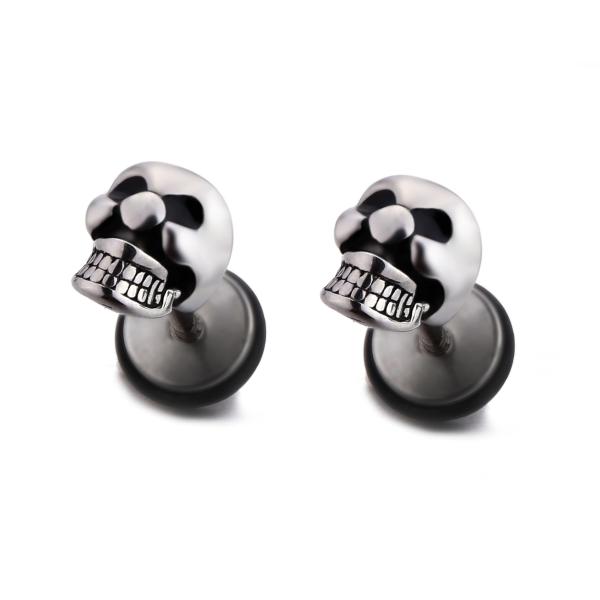 Fashion punk style Halloween skull head stud earrings stainless steel plating men's jewelry earrings