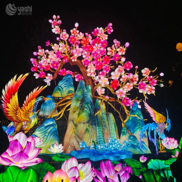 Chinese Spring Outdoor Festival Lantern Acrylic Painted For Exhibitions