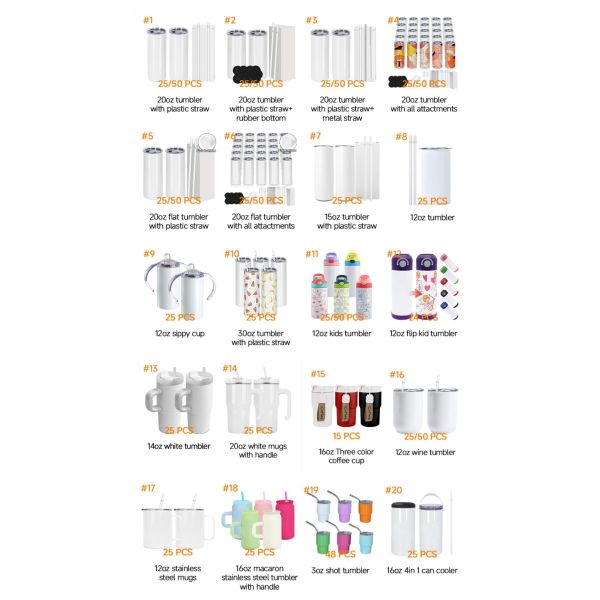 USA Warehouse FREE Shipping 3-40oz Sublimation Cups Plastic Colored Mugs Clear Frosted Tumbler for Kids Premium Drinkware