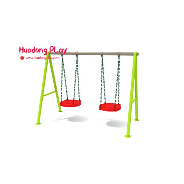 New Design Commercial Playground Swings Two Seat 290*130*200cm PVC Coated