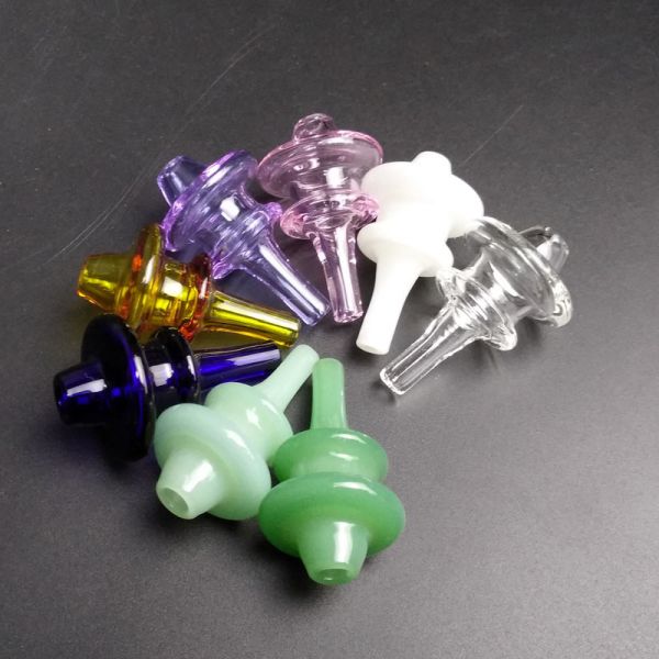 Small Bubble Carb Cap With Hole , Glass Carb Cap For Quartz Nail Dab Rigs