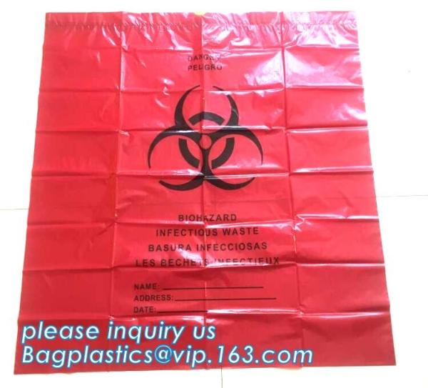 Disposable biohazard infectious plastic drawstring medical waste bag, Promotional mini biohazard drawstring packaging ba