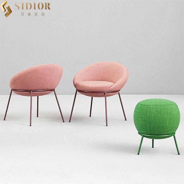 L57cm Yellow Fabric Ultra Modern Dining Chairs With Stainless Steel Legs