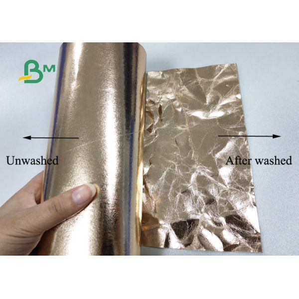 Fibrous Materials Washable Kraft Paper One Side Golden Color Surface Reflective
