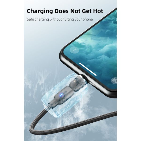 540° rotation USB magnetic cable nylon braided 3 in 1 magnetic cable fast charging 3A type C cable charger