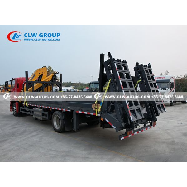 ISUZU FTR 4x2 Flatbed Truck with 6.3-Ton Knuckle Crane and 205HP Euro 6 Engine for 7,000mm Platform Transport