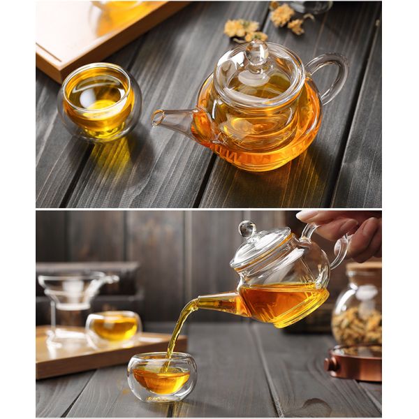 Healthy Glass Tea Infuser Teapot , Heat Resistant All Glass Teapot With Filter