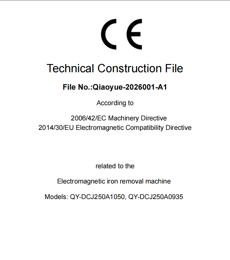Qiaoyue Intelligent Equipment Co., Ltd. Certifications