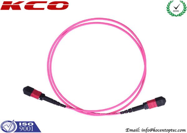 OM4 MPO Breakout Fanout Pach Cable Fiber Optics LSZH Pink Violet With LC FC SC 10G 40G 100G