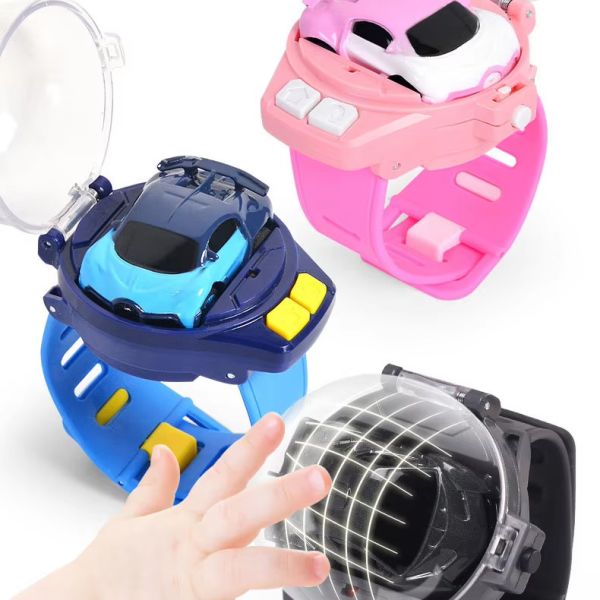 Kids Mini RC Car Watch 2.4 GHz Cartoon RC Racing Car USB Charging 4 Channels for Kids