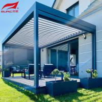 Jardim de alumínio controlado remotamente Pergola à prova de água e vento Gazebo ao ar livre