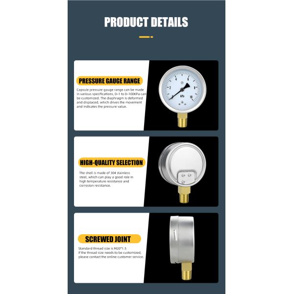 100mm Radial Connected Manometer for Precise Pressure Monitoring in Industrial Settings