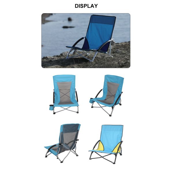 Camping Folding Beach Chair Ultralight Waterproof Low Seat Backpacking With Cup Holder