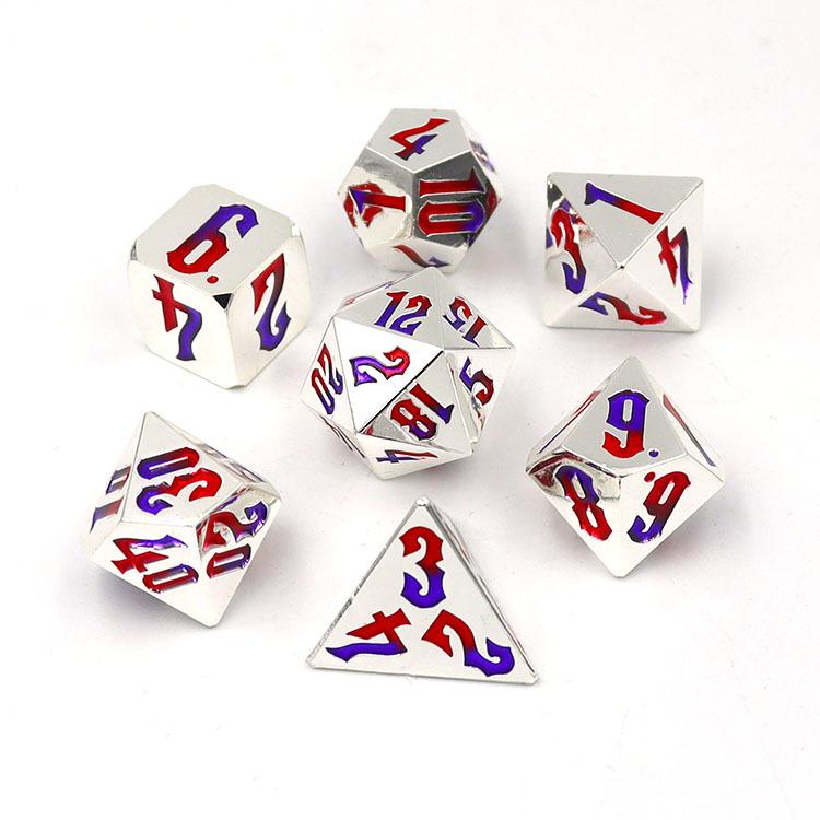 16MM Customized Color Zinc Alloy Metal Dice Set for DND RPG Board Games