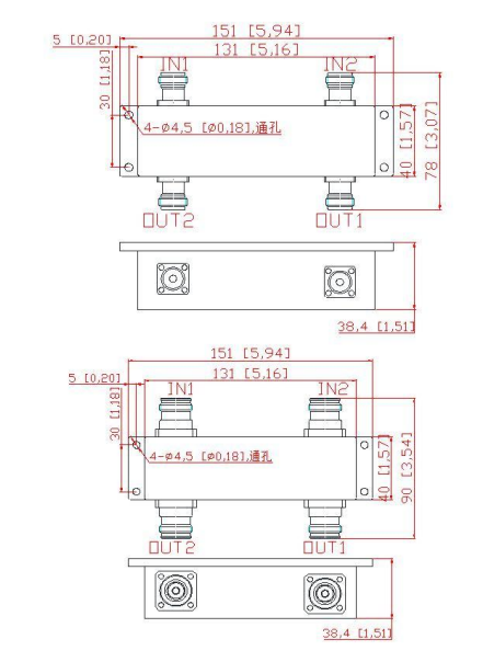 550-6000MHz Hybrid Coupler PIM -150/-160 N Female / 4.3-10 Female For DAS