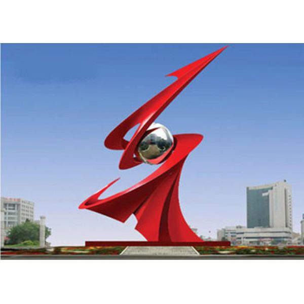 Большим покрашенная красным цветом монументальная скульптура нержавеющей стали для на открытом воздухе декоративного