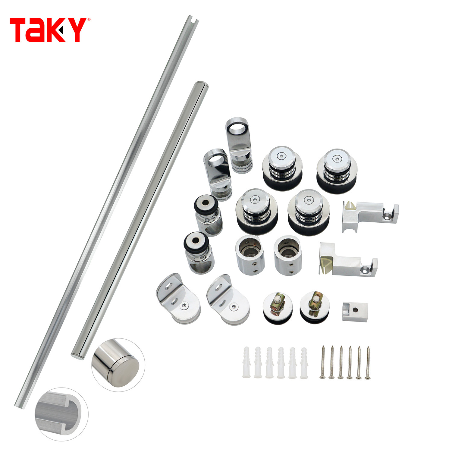 American Hot Selling Double Door Opening Hanging Stainless Steel Shower Glass Sliding Accessories Sliding Door System