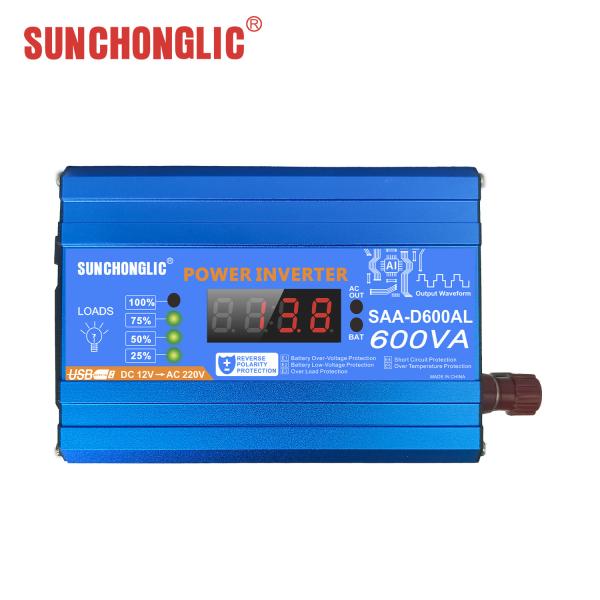 Invertisseur d'onde sinusoïdale modifié de 600w Invertisseur de puissance de voiture Dc12v à Ac 220v