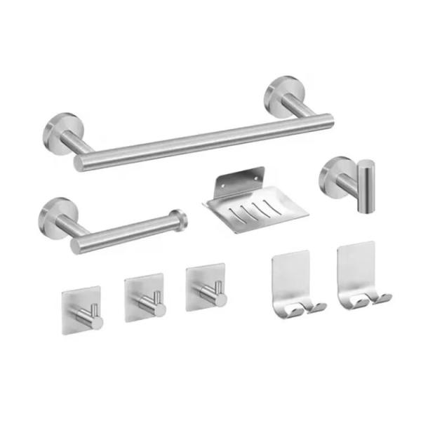 Bathroom hardware set, stainless steel towel bar set, cross-border towel rack, toilet paper holder, perforated hook, bathroom hanging accessories