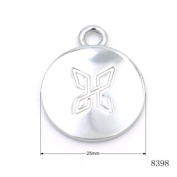25mm Metal Logo Tag Zinc Alloy Custom Engraved Metal Tags Round